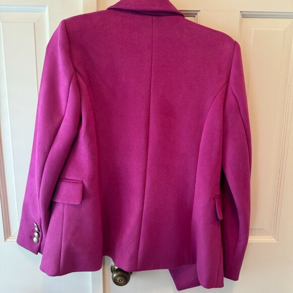 Skirt Suit Set Deep Fuchsia Suede Jacket & Skirt - Picture 2 of 10